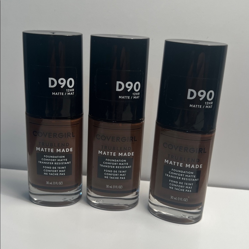 3 x Covergirl Trublend Matte Made Liquid Foundation, D90 Espresso, 1.014 Fl Oz